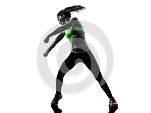 Woman exercising fitness zumba dancing silhouette