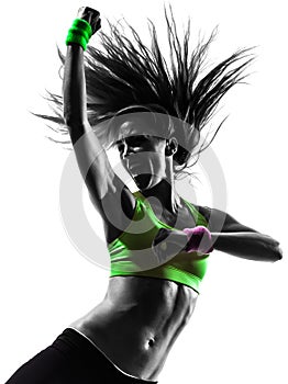 Woman exercising fitness zumba dancing silhouette