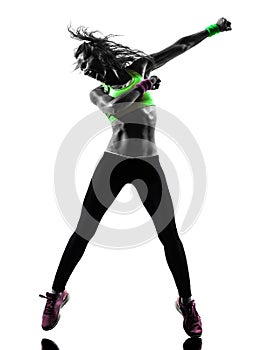 Woman exercising fitness zumba dancing silhouette