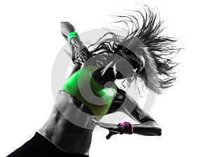 Woman exercising fitness zumba dancing silhouette