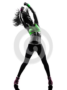 Woman exercising fitness zumba dancing silhouette