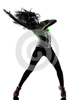 Woman exercising fitness zumba dancing silhouette