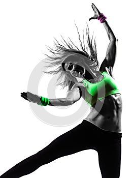 Woman exercising fitness zumba dancing silhouette