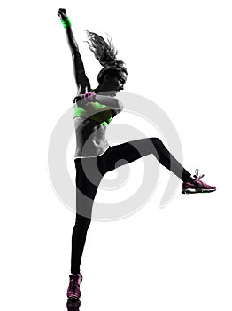 Woman exercising fitness zumba dancing silhouette