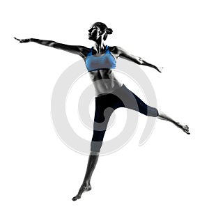 Woman exercising jumping stretching dancing