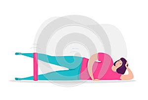 Woman exercising with a resistance band.