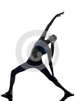 Woman exercising stretching triangle pose yoga