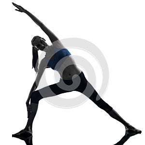 Woman exercising stretching triangle pose yoga