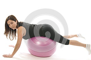 woman exercising training ball
