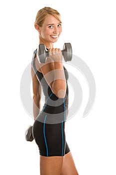 Woman exercising with weights