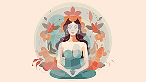 woman experiencing mindfulness wellbeing oneness of body and mind and femaleness through self-care and meditation