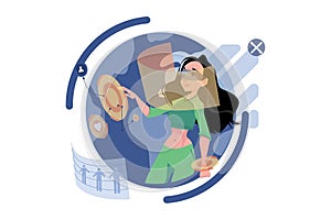 Woman experiencing modern metaverse technology