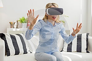 Woman experiencing virtual reality