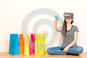 Woman experiencing virtual reality equipment video