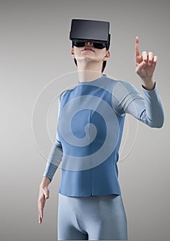 Woman experiencing virtual reality headset