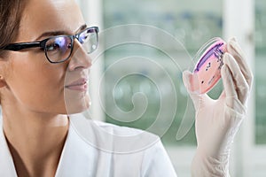 Woman experimenting with microbacteria