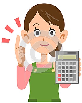 Woman explaining with a calculator