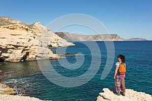 Woman exploring Spanish coastline