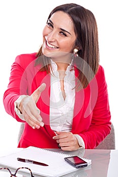 Woman with expression of confidence and cheerful