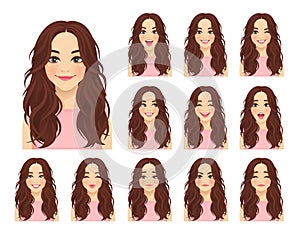 Woman expressions set