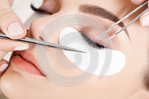 Woman Eye with Long Eyelashes. Eyelash Extension