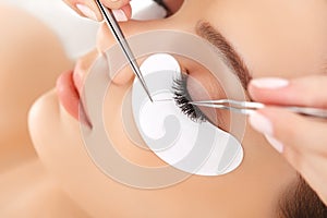 Woman Eye with Long Eyelashes. Eyelash Extension photo