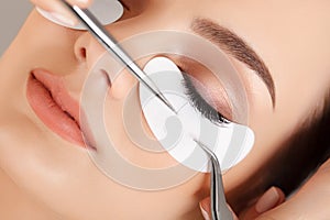 Woman Eye with Long Eyelashes. Eyelash Extension