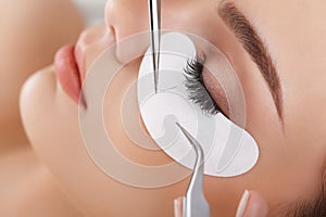 Woman Eye with Long Eyelashes. Eyelash Extension photo