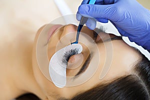 Woman Eye with Long Eyelashes. Lashes, close up, selected focus.