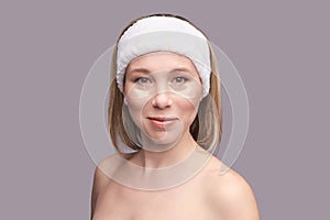 Woman with eye patch portrait photo