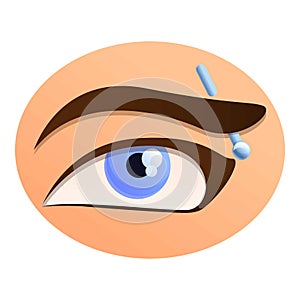 Woman eyebrow piercing icon, cartoon style