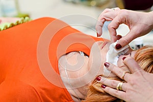 Woman eyelash extension