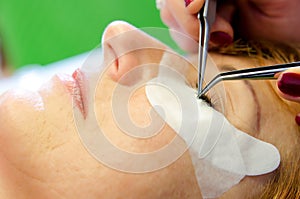 Woman eyelash extension