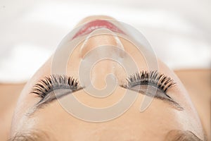 Woman with eyelash extensions