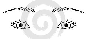woman eyes, double eyelids, small eyes ,outline illustration