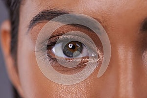 Woman, eyes and eyeshadow beauty as closeup for makeup for cosmetics skincare or dermatology, mascara or healthy. Female