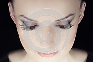 Woman eyes with long eyelashes