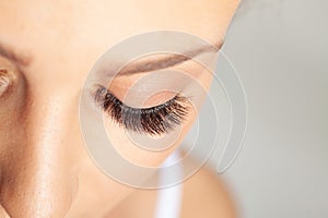 Woman Eyes with Long Eyelashes. Eyelash Extension. Beautiful Lashes