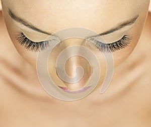 Woman Eyes with Long Eyelashes. Eyelash Extension - Russian Volume. Lashes.