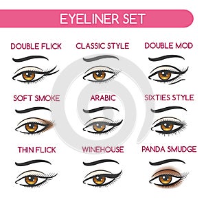 Woman eyes makeup set