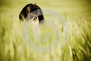 Woman eyes spying