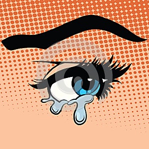 Woman eyes tears crying