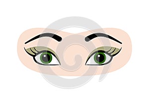 Woman eyes on white background