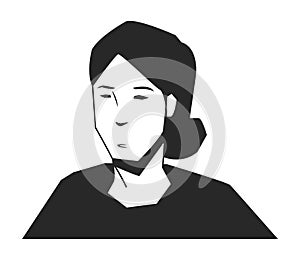 Woman face avatar cartoon character in black and white