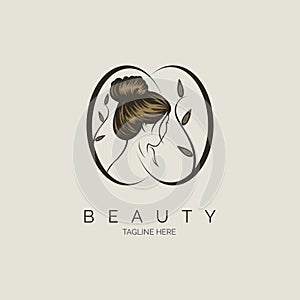 woman face beauty salon spa skincare logo template design for brand or company and other