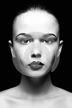 Woman face.black and white portrait