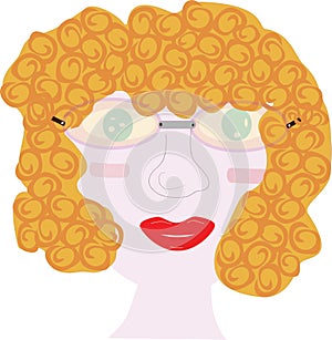 Woman face curly hair illustration