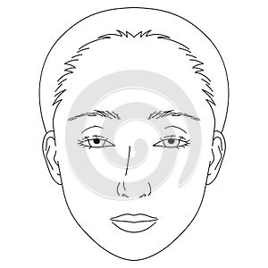 woman face, drooping eyelids, ptosis ,outline illustration photo