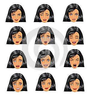 Woman face expressions photo