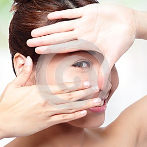 Woman face and eye care